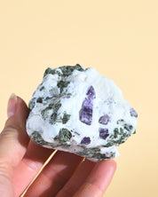 Scapolite Cluster w Calcite + Epidote 141g No. 50 - calcite crystal cluster specimen side view