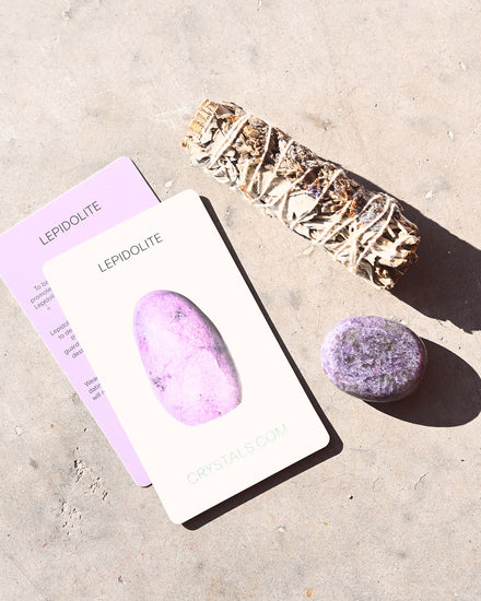 The Sage Lavender + Lepidolite Calm Ritual Set — Lepidolite crystal specimen