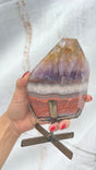 Amethyst and Agate polished form on stand Brazil