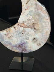 Pink Amethyst moon on stand