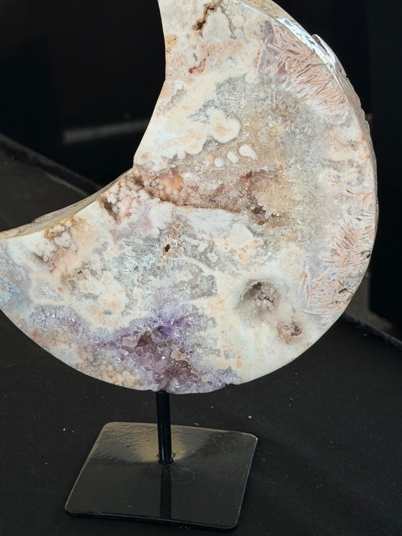 Pink Amethyst moon on stand