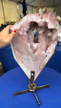 44lb Pink Amethyst statement Crystal on stand  Brazil