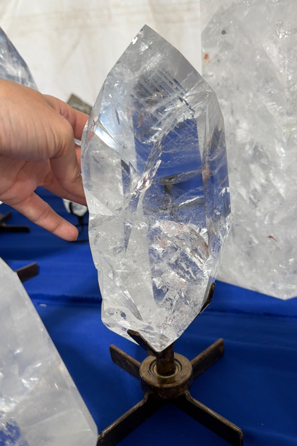 Large super clear Quartz on stand