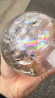 Rainbow rutile statement clear Quartz sphere Brazil