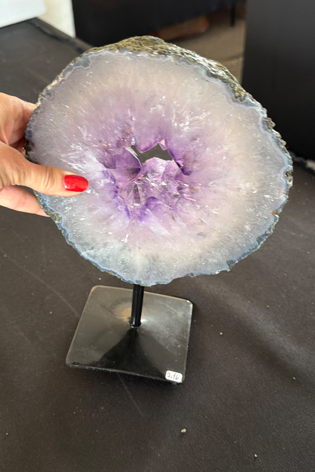 Amethyst Quartz slab on stand from Brazil
