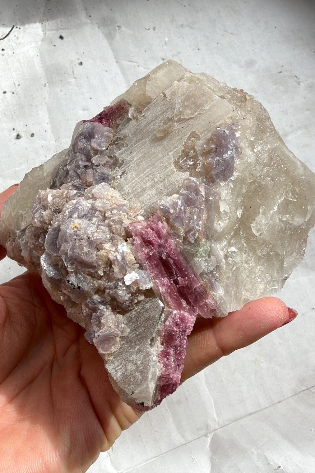 Rough Pink Tourmaline mica and Quartz from Brazil