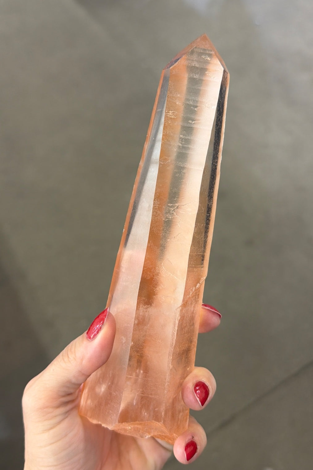 Rare laser tangerine Lemurian wand, Brazil, all natural gorgeous hard to source