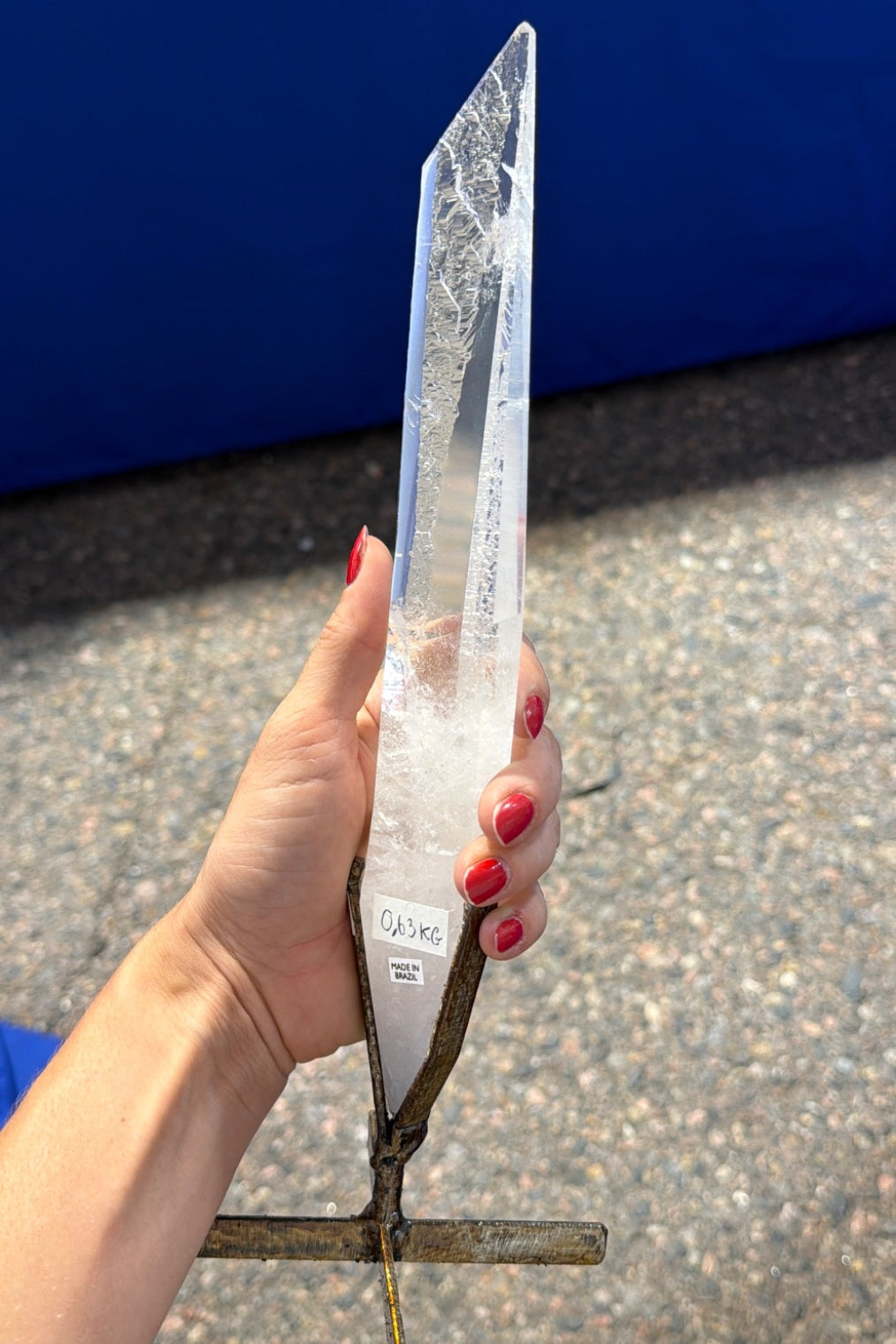 Tall Lemurian Point on stand from Brazil