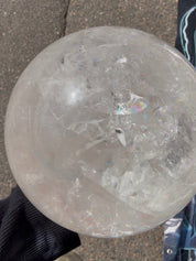 Quartz statement sphere Brazil rainbows inside