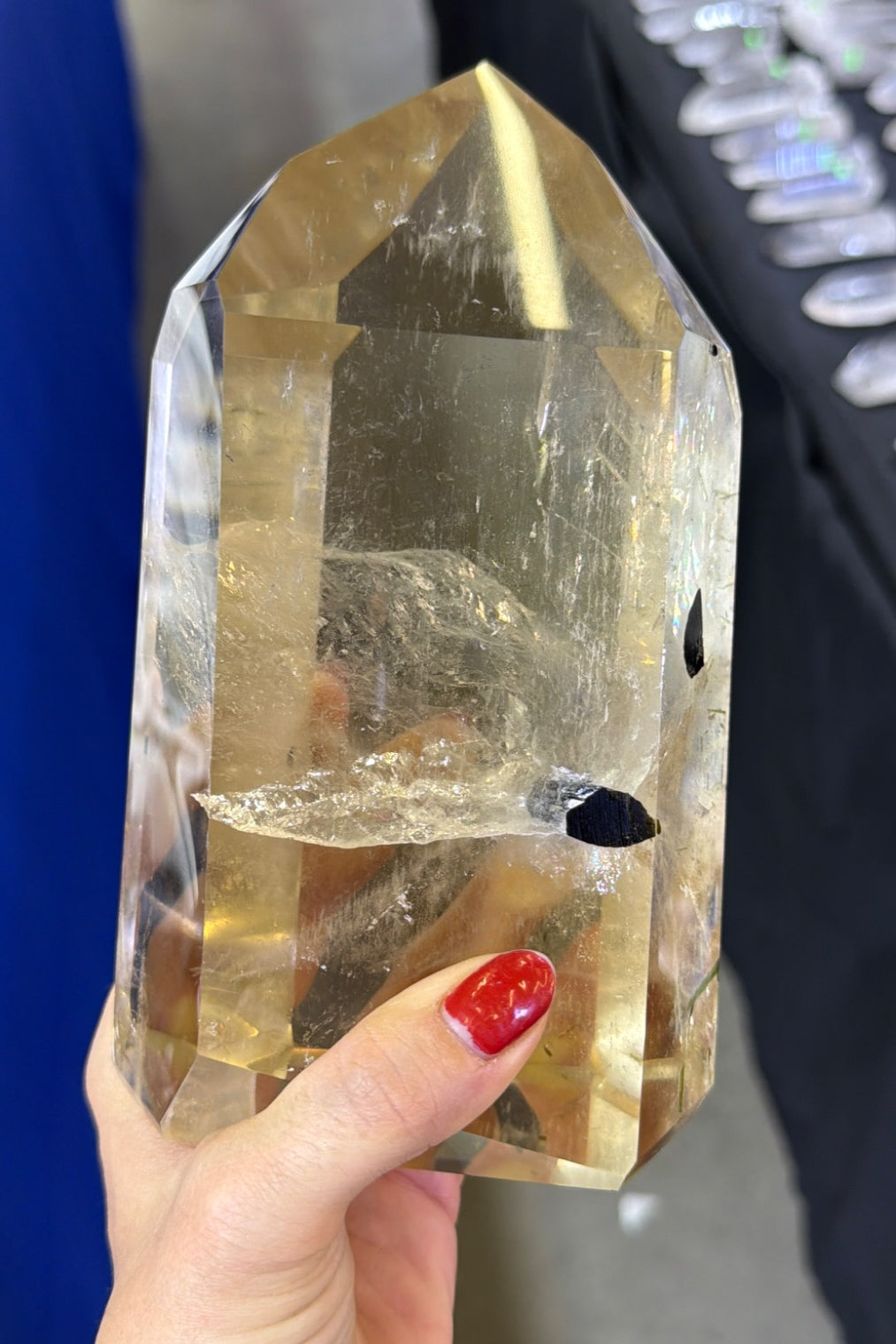 Statement all natural Citrine and green Tourmaline tower Brazil