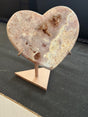 Pink Amethyst heart on stand from Brazil