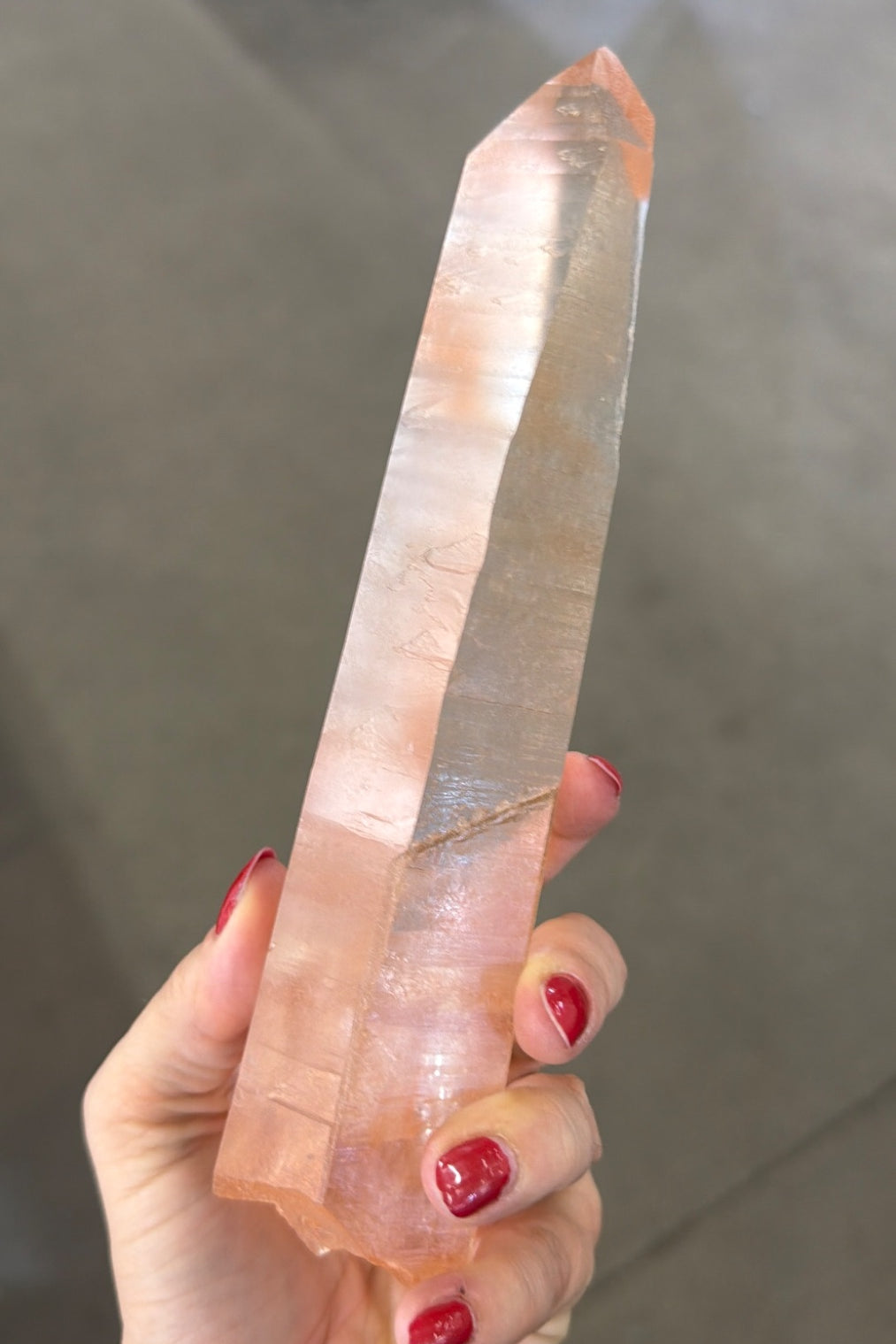 Rare laser tangerine Lemurian wand, Brazil, all natural gorgeous hard to source
