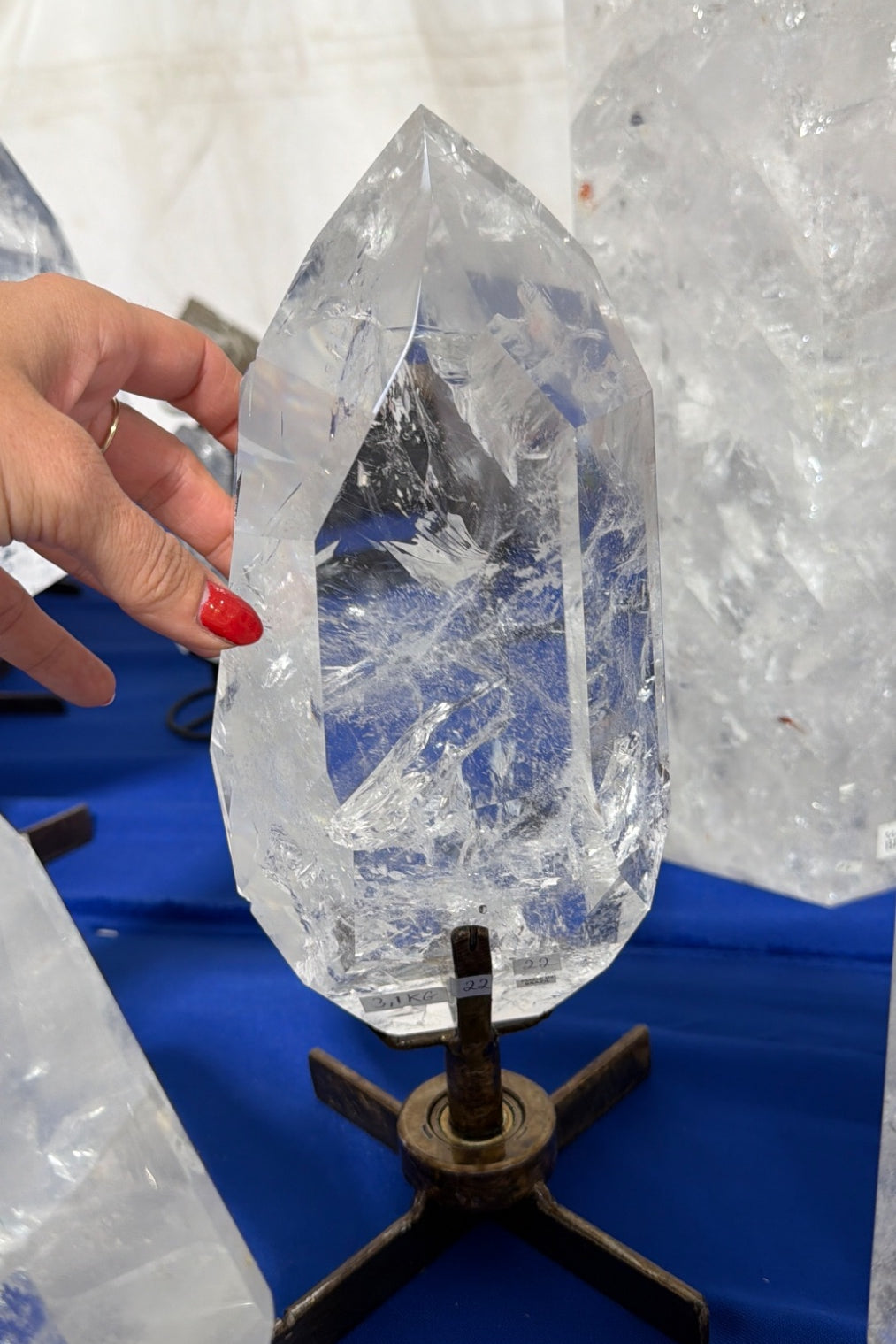 Large super clear Quartz on stand