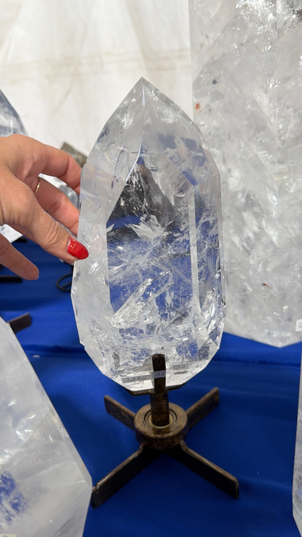 Large super clear Quartz on stand