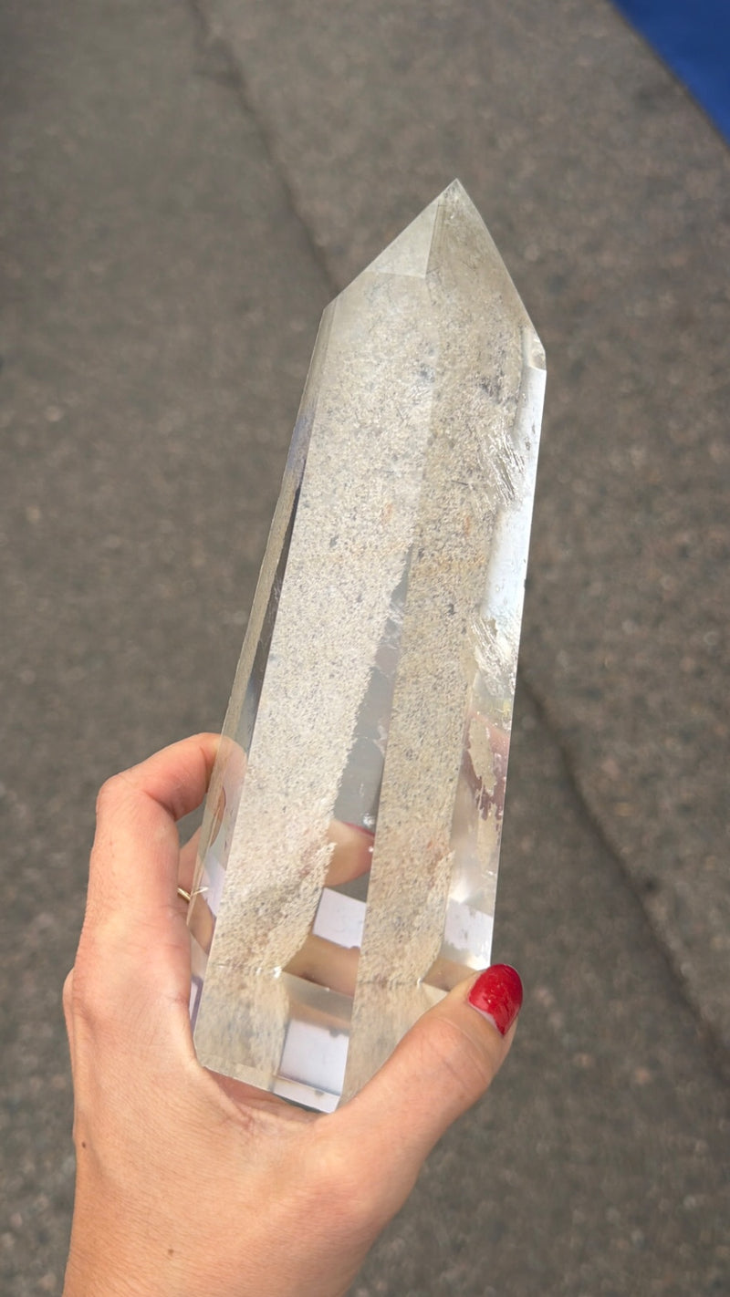 Super clear dual Quartz and Chlorite tower, 2.4 lb