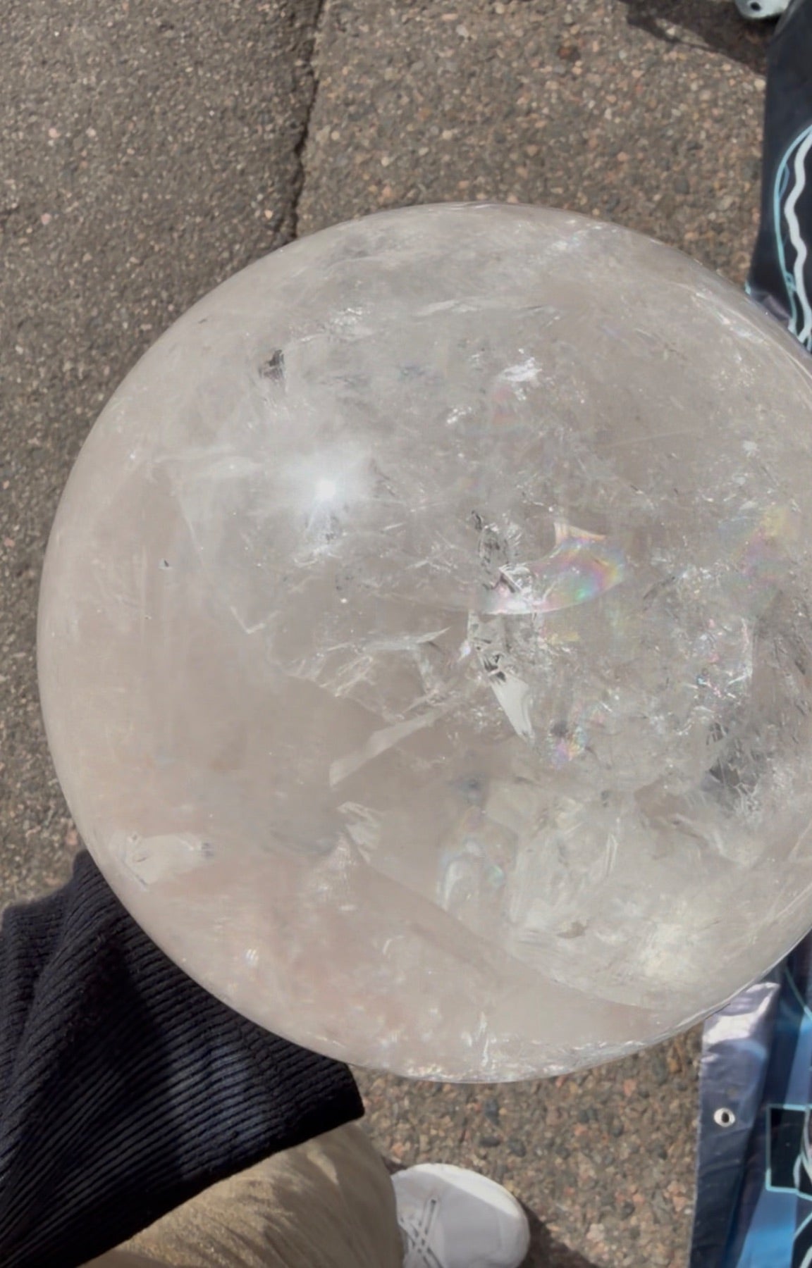 Quartz statement sphere Brazil rainbows inside