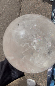Quartz statement sphere Brazil rainbows inside