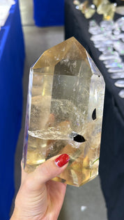 Statement all natural Citrine and green Tourmaline tower Brazil