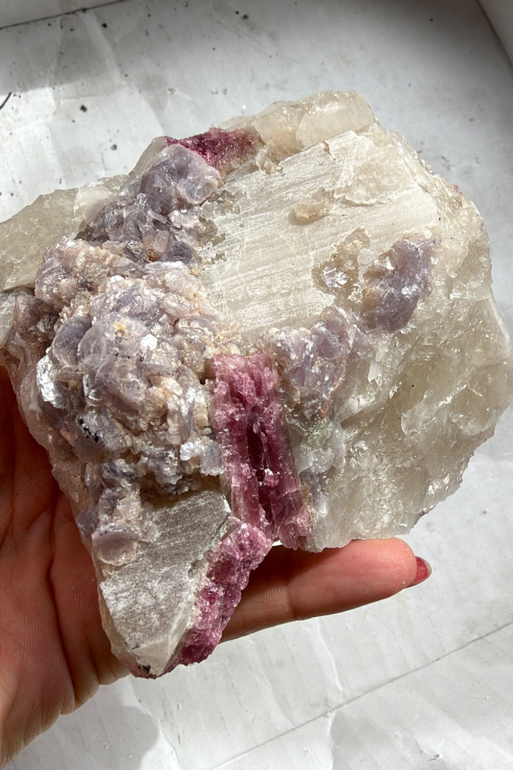 Rough Pink Tourmaline mica and Quartz from Brazil