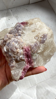 Rough Pink Tourmaline mica and Quartz from Brazil