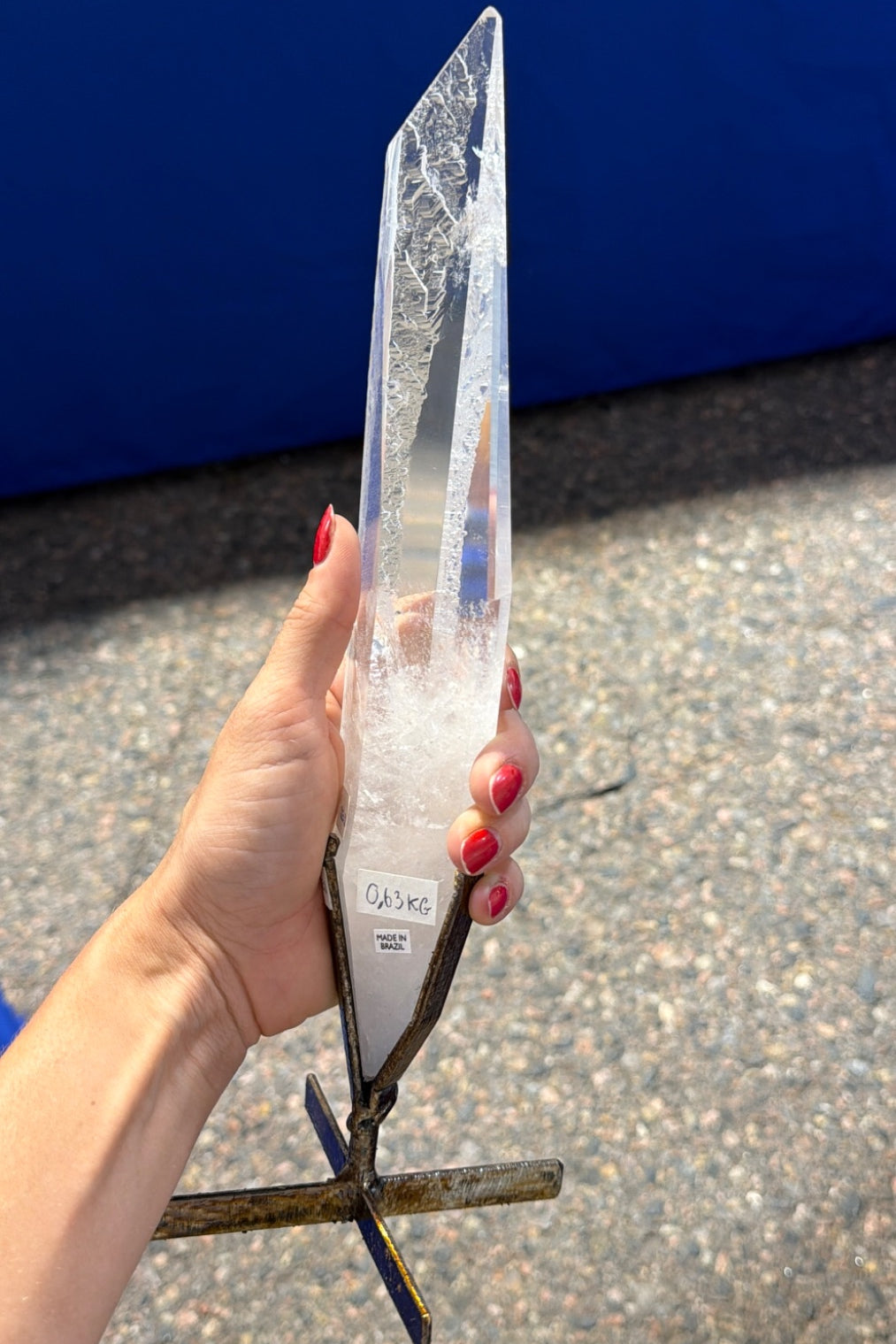 Tall Lemurian Point on stand from Brazil