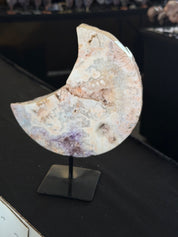 Pink Amethyst moon on stand