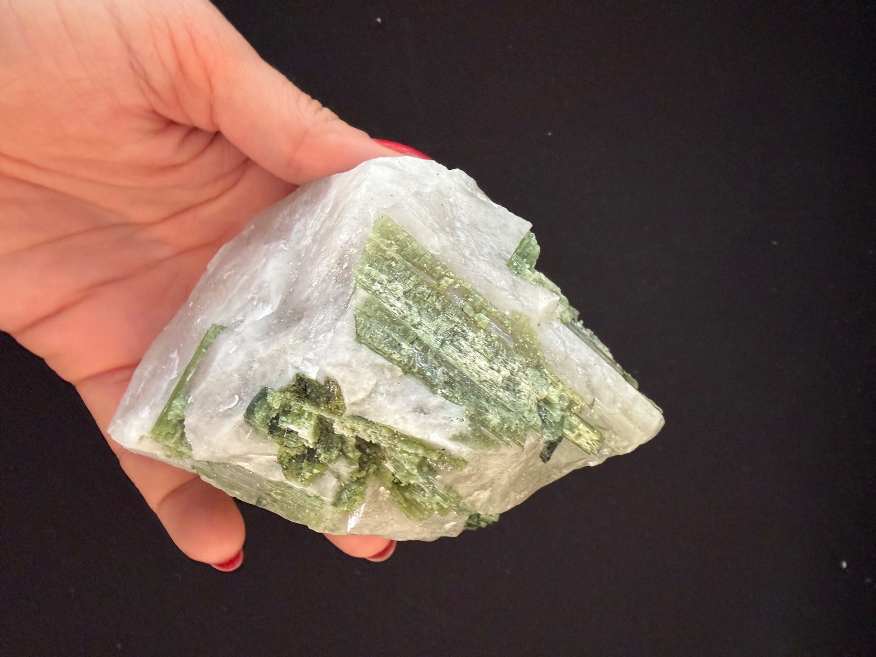 Rough green Tourmaline and Quartz from Brazil