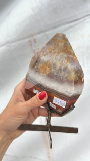 Amethyst and Agate polished form on stand Brazil