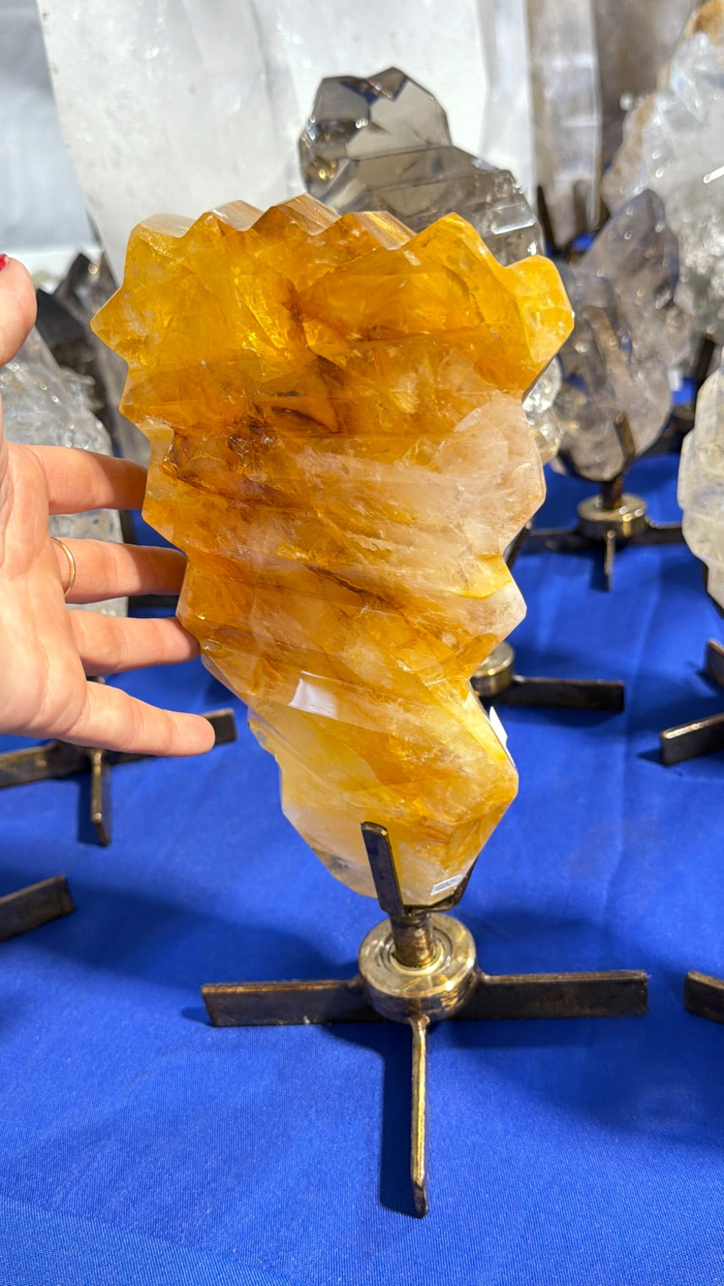 Statement golden healer abstract flame on spinning stand Brazil