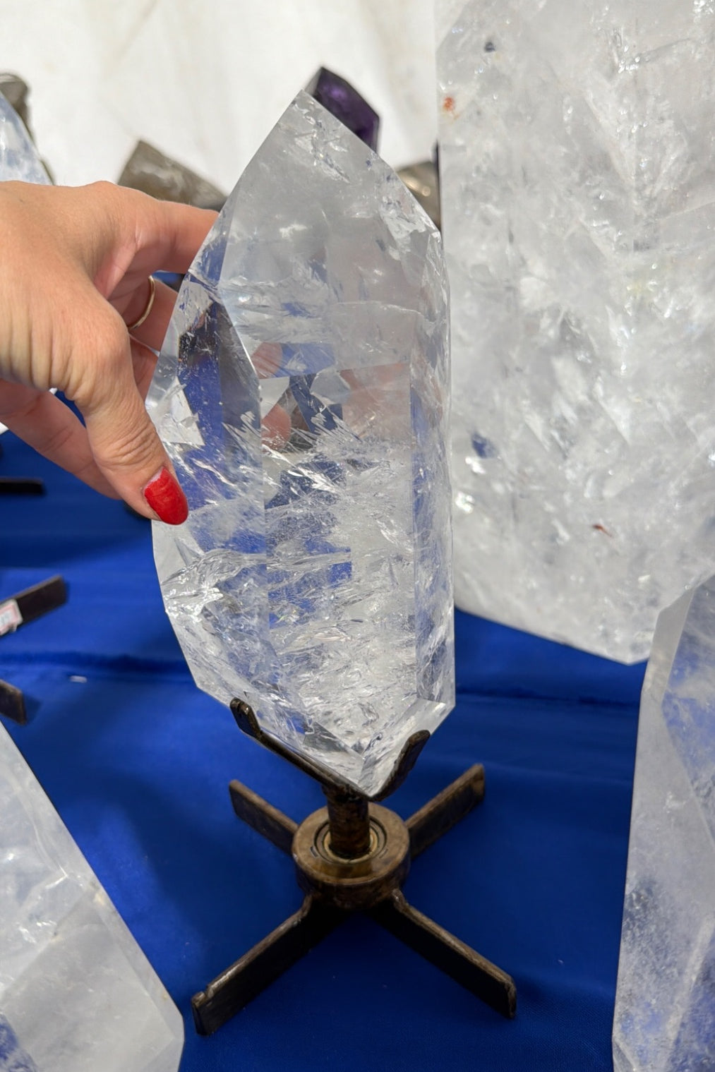 Large super clear Quartz on stand