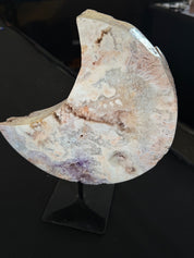 Pink Amethyst moon on stand