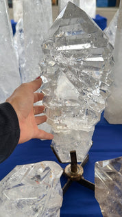 Statement clear Quartz wavy a treat form on stand