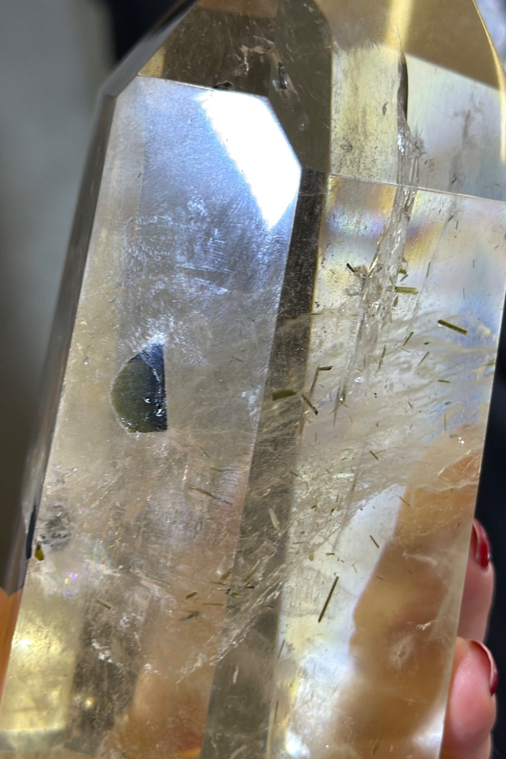Statement all natural Citrine and green Tourmaline tower Brazil