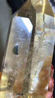 Statement all natural Citrine and green Tourmaline tower Brazil