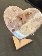 Pink Amethyst heart on stand from Brazil