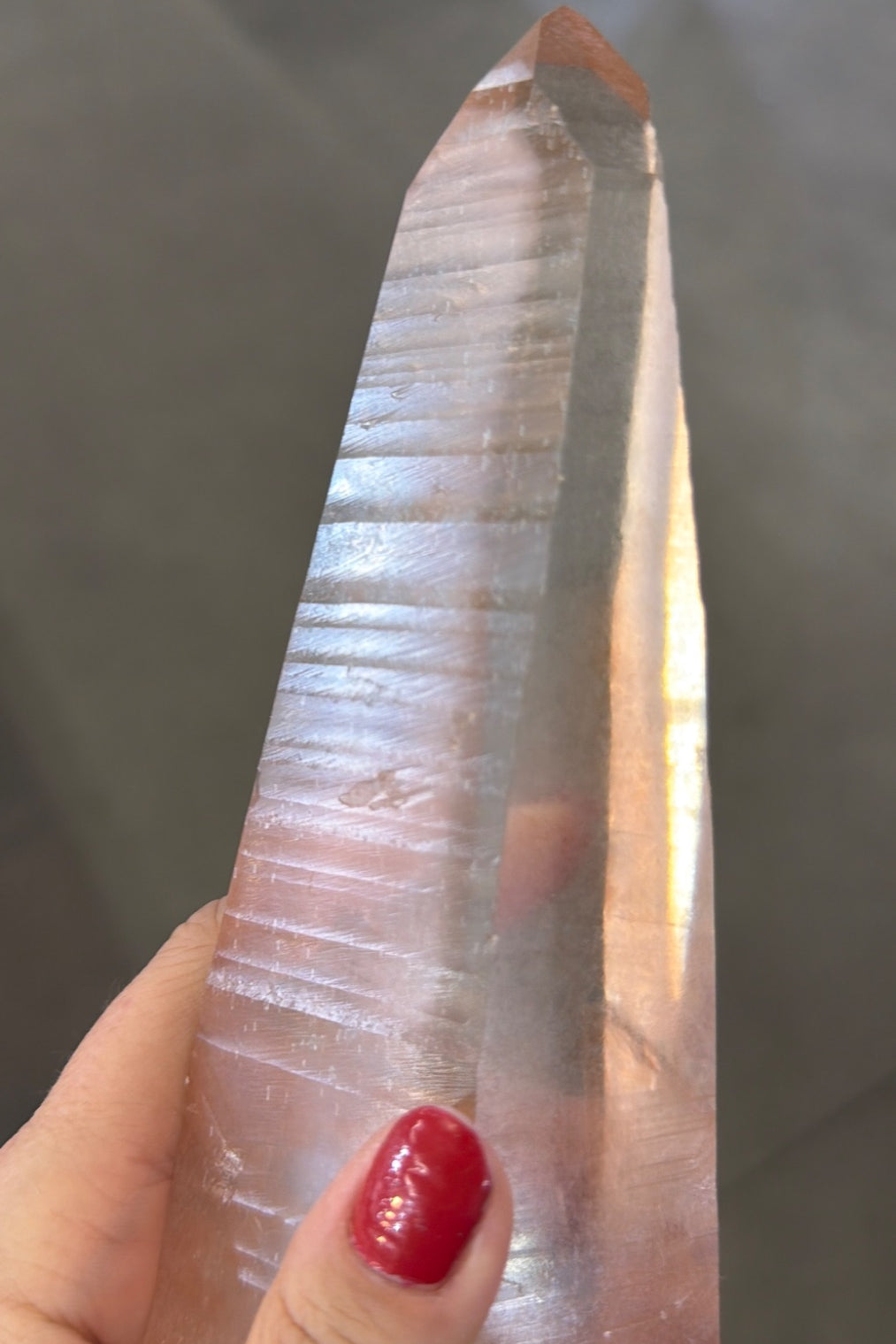 Rare laser tangerine Lemurian wand, Brazil, all natural gorgeous hard to source