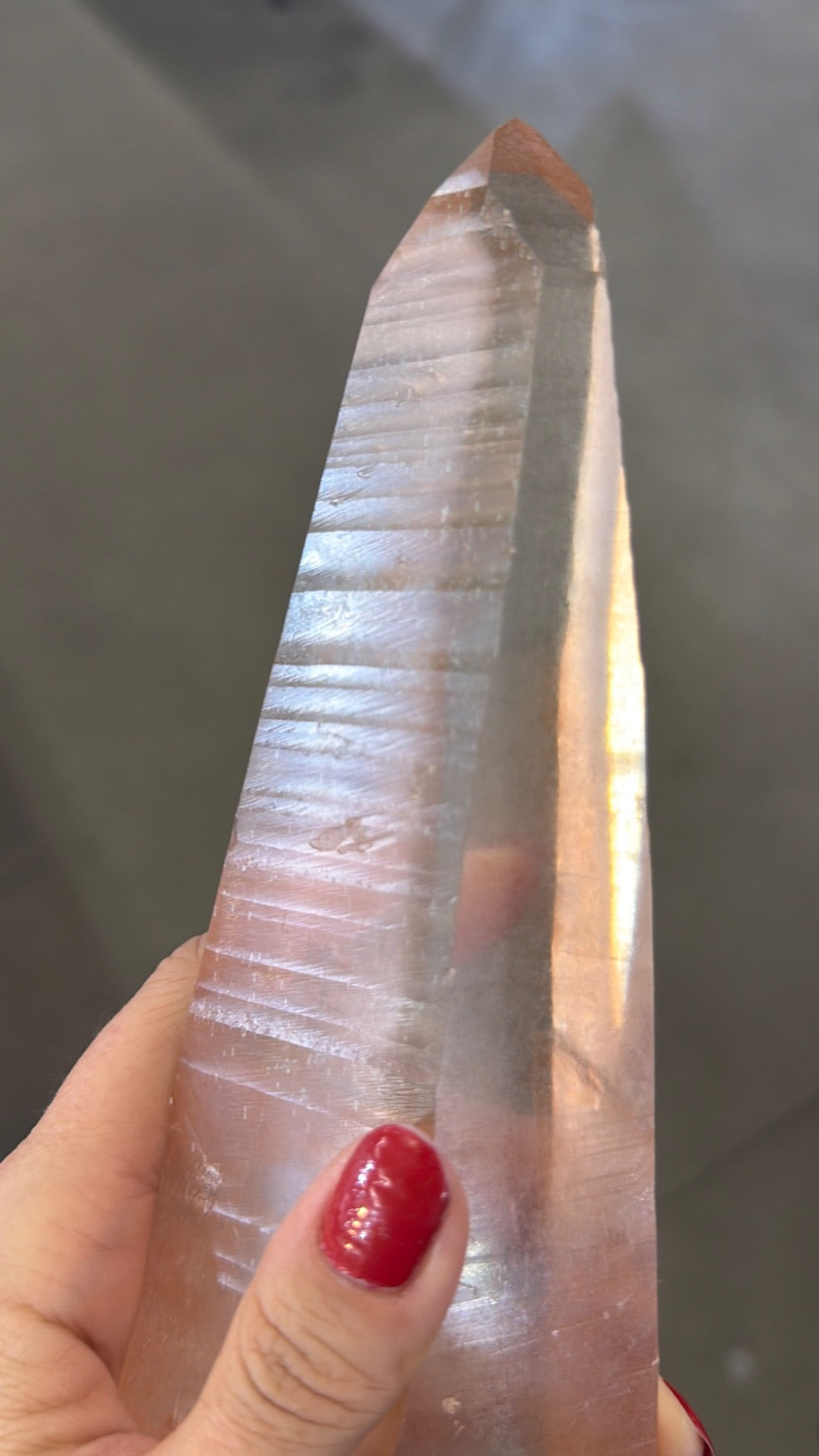 Rare laser tangerine Lemurian wand, Brazil, all natural gorgeous hard to source