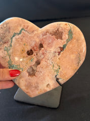 Pink Amethyst heart stand