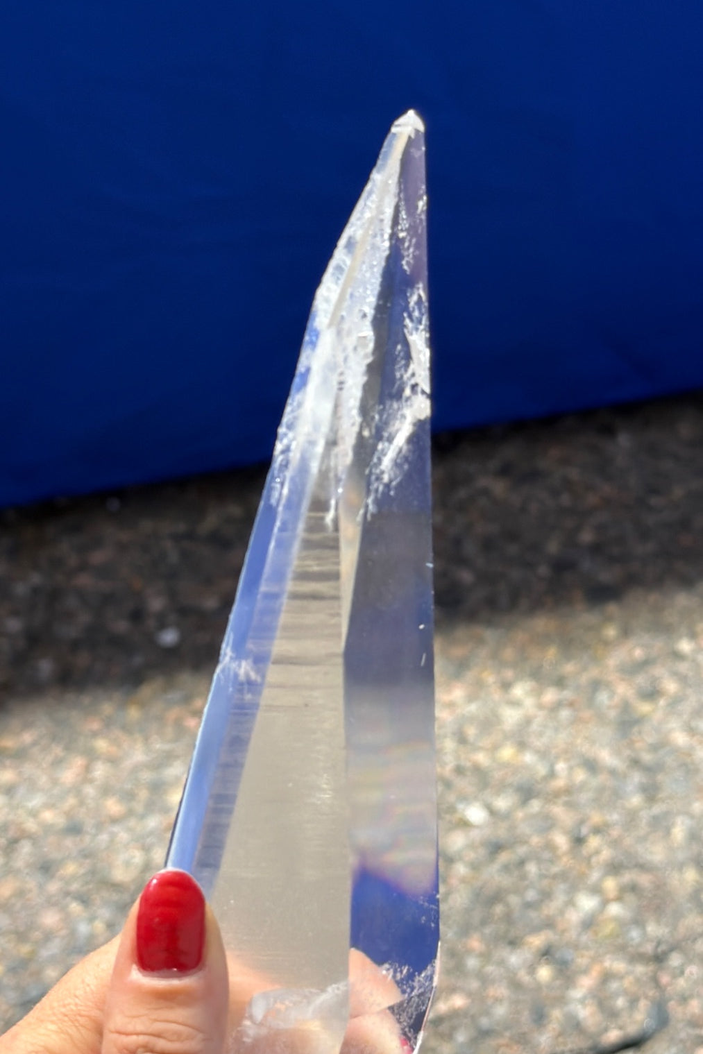 Tall Lemurian Point on stand from Brazil