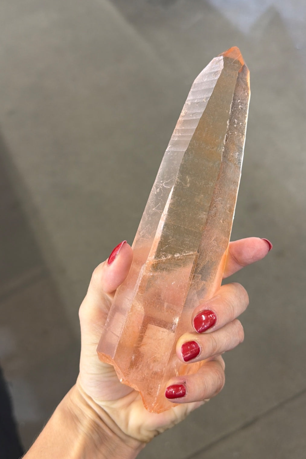 Rare laser tangerine Lemurian wand, Brazil, all natural gorgeous hard to source