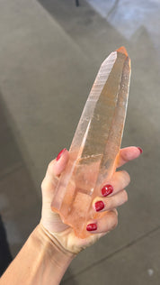 Rare laser tangerine Lemurian wand, Brazil, all natural gorgeous hard to source