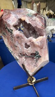 44.1 lb Pink Amethyst statement Crystal on stand from Brazil very uncommon to find Pink Amethyst statements this large