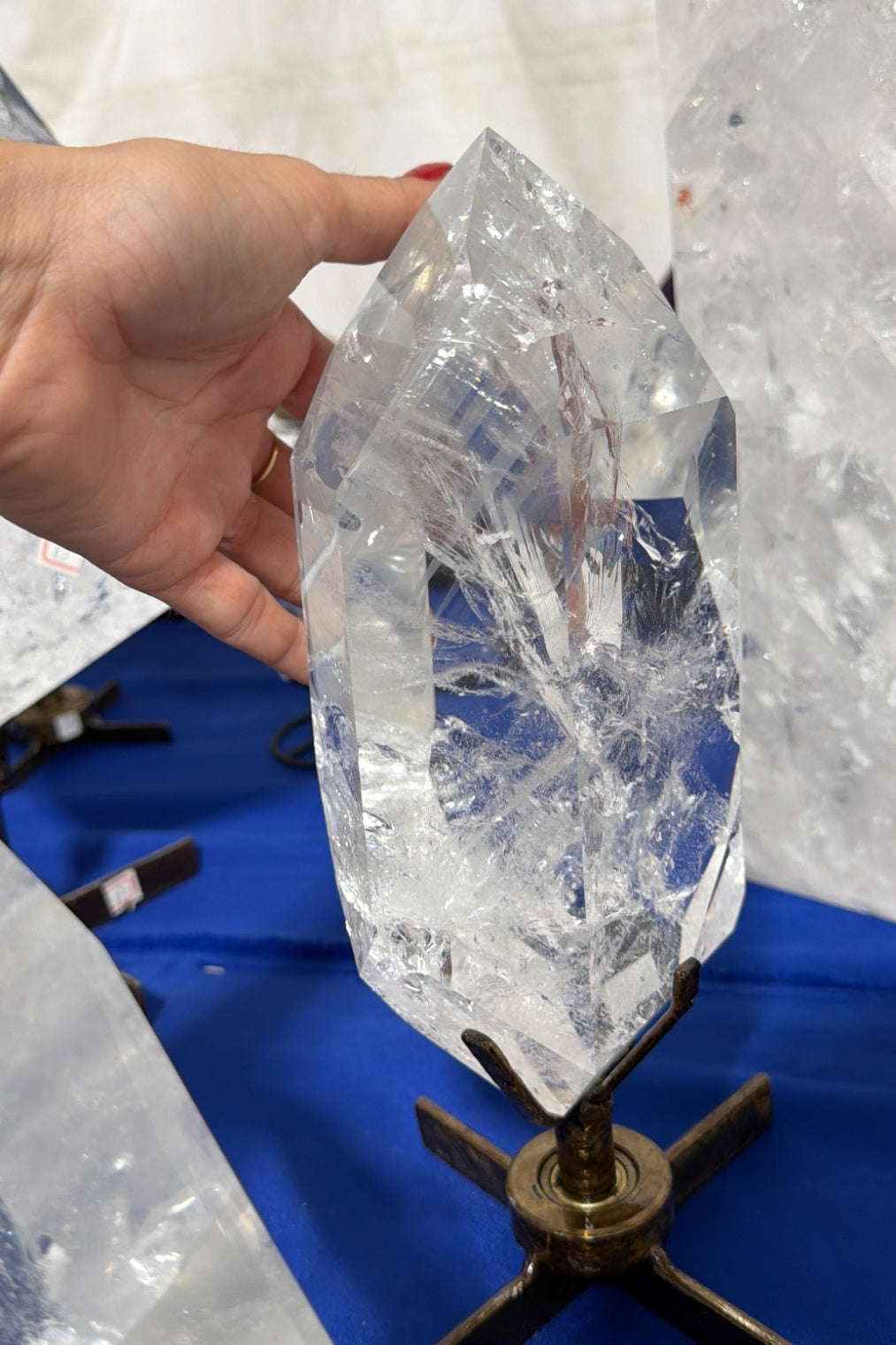 Large super clear Quartz on stand