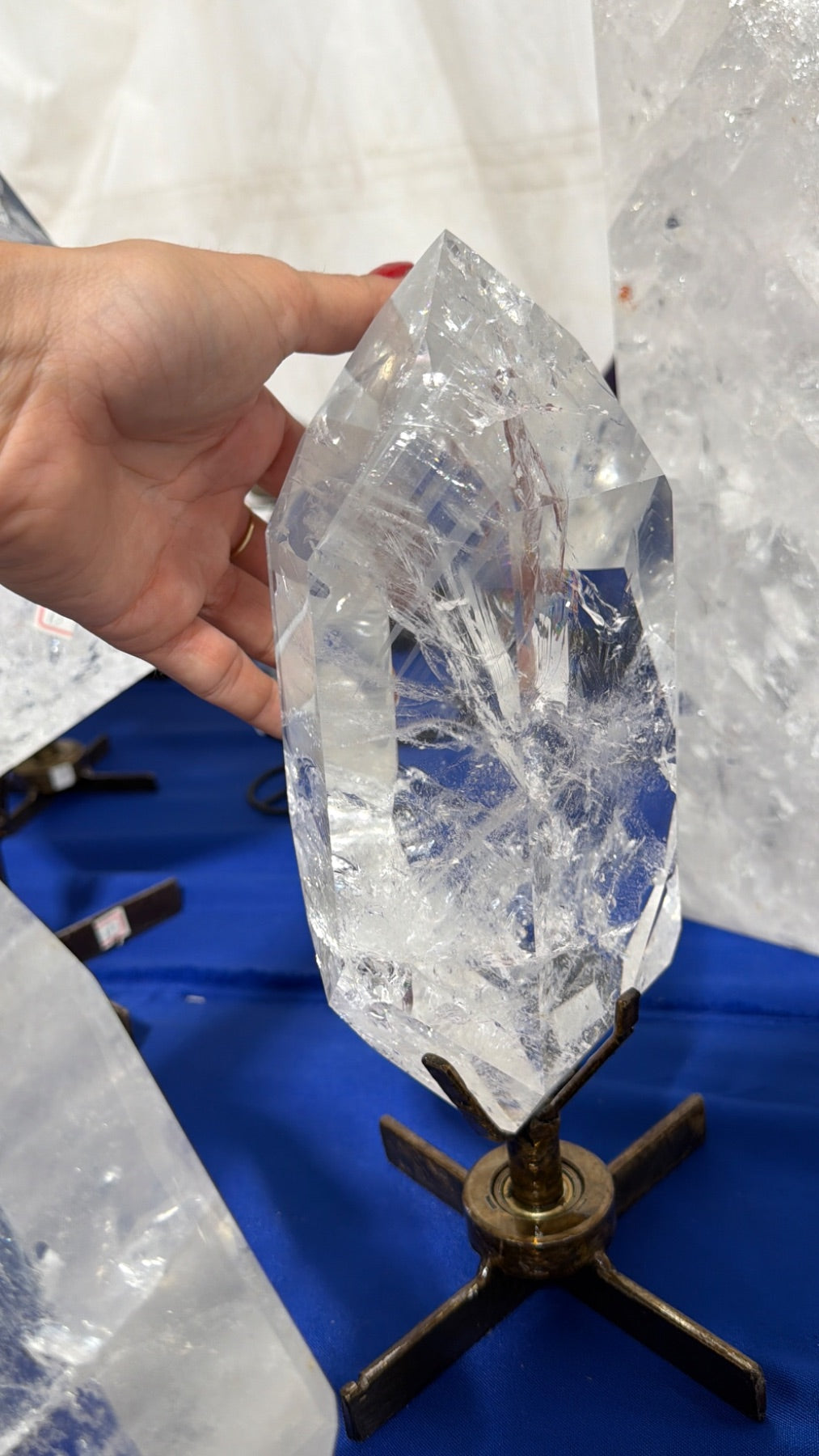 Large super clear Quartz on stand