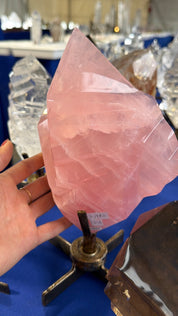 Super quality Rose Quartz abstract flame on stand Brazil