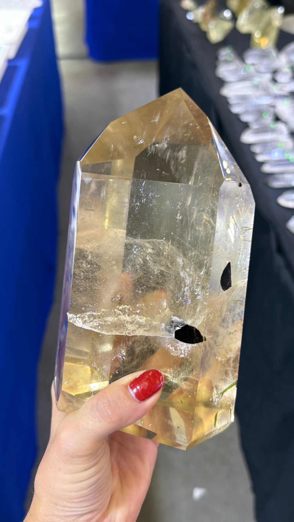 Statement all natural Citrine and green Tourmaline tower Brazil
