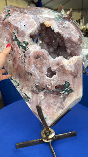 44.1 lb Pink Amethyst statement Crystal on stand from Brazil very uncommon to find Pink Amethyst statements this large