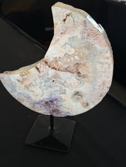 Pink Amethyst moon on stand