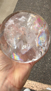 Rainbow rutile statement clear Quartz sphere Brazil