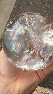 Rainbow rutile statement clear Quartz sphere Brazil